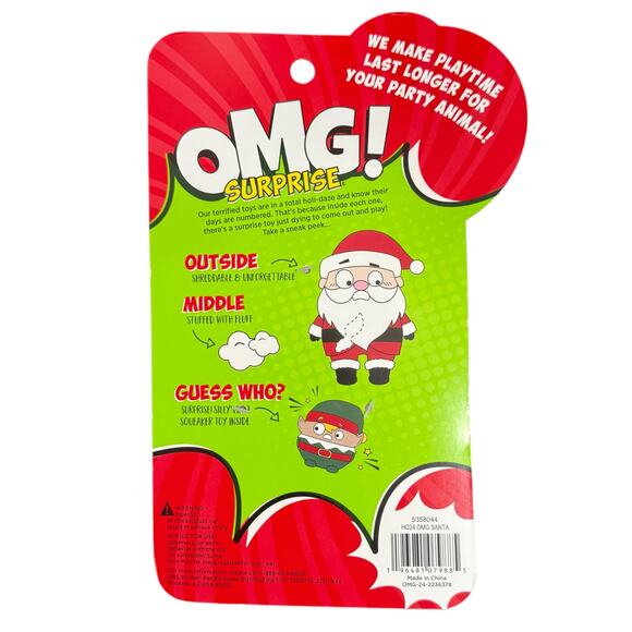OMG! Surprise Santa's BFF Elf 2 in 1 Dog Chew Toy Christmas Plush Squeak Play - Picture 3 of 3